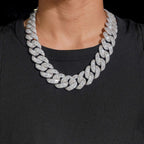 24mm Moon Cuban Chain — Moissanite, 925 Silver