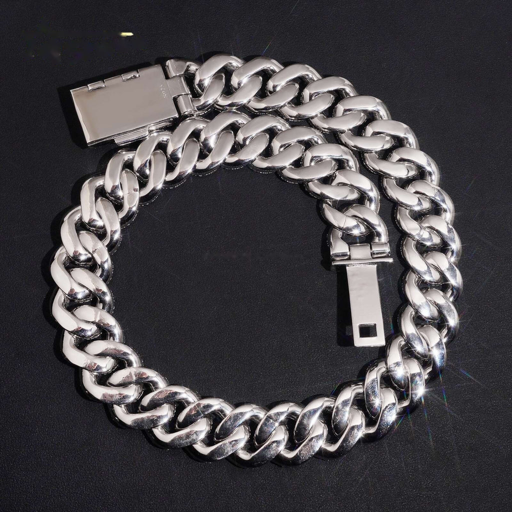24mm Moon Cuban Chain — Moissanite, 925 Silver