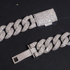 24mm Moon Cuban Chain — Moissanite, 925 Silver