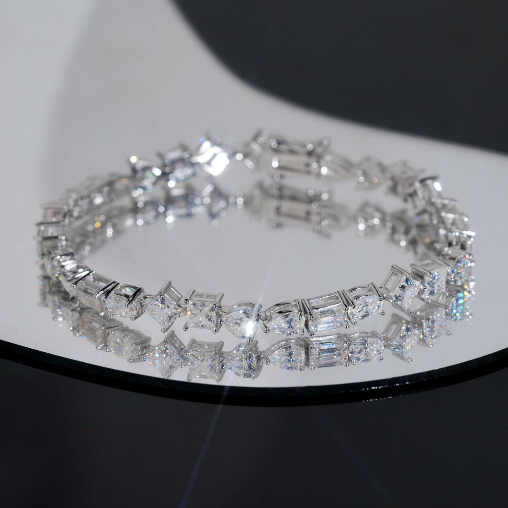 Mixed Shapes Tennis Bracelet — Moissanite, 925 Silver