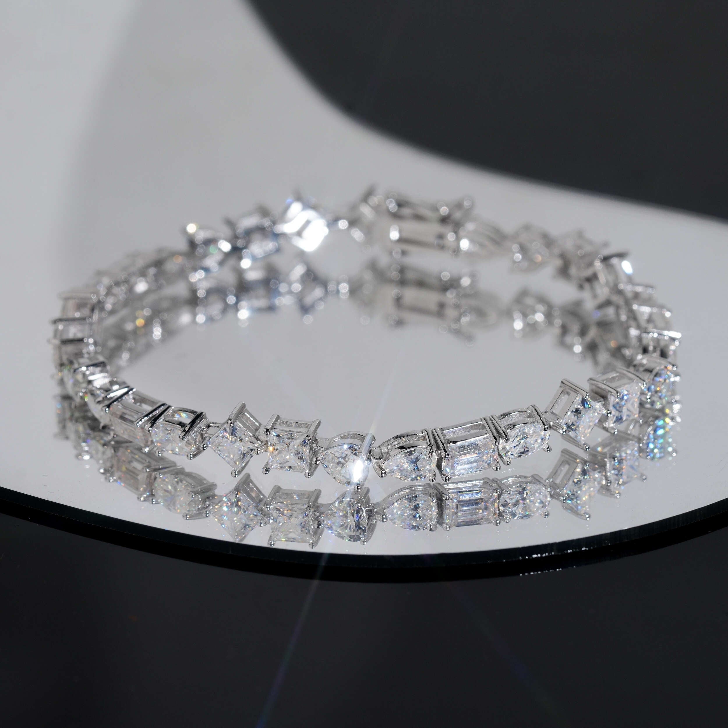 Mixed Shapes Tennis Bracelet — Moissanite, 925 Silver