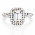 Womens Engagement Ring Emerald Cut — Moissanite, 925 Silver