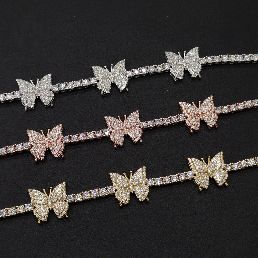 3mm Butterfly Tennis Bracelet — Moissanite, 925 Silver