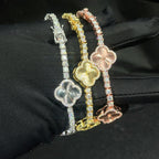3mm Clover Tennis Bracelet — Moissanite, 925 Silver