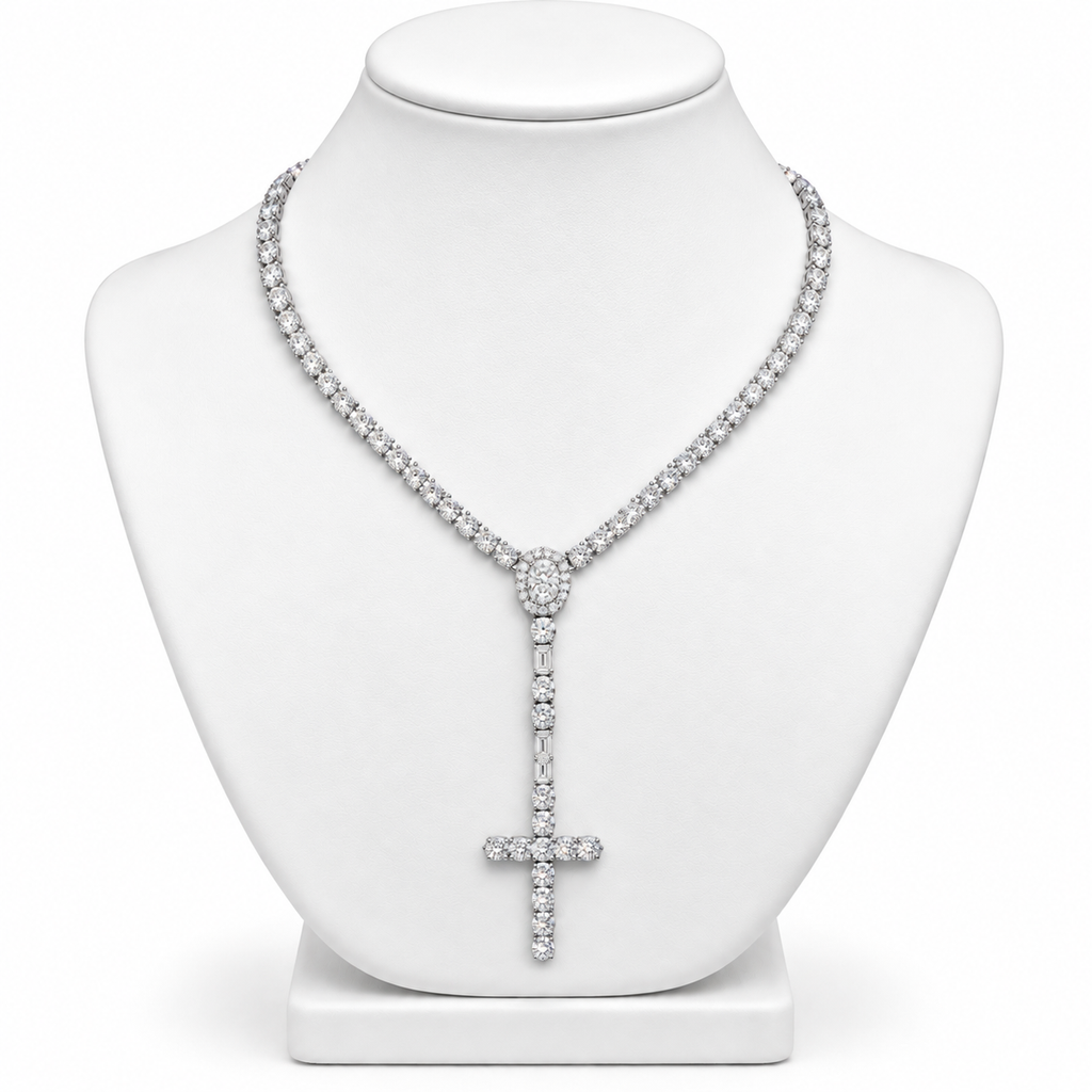 3mm Rosary Chain — Moissanite, 925 Silver