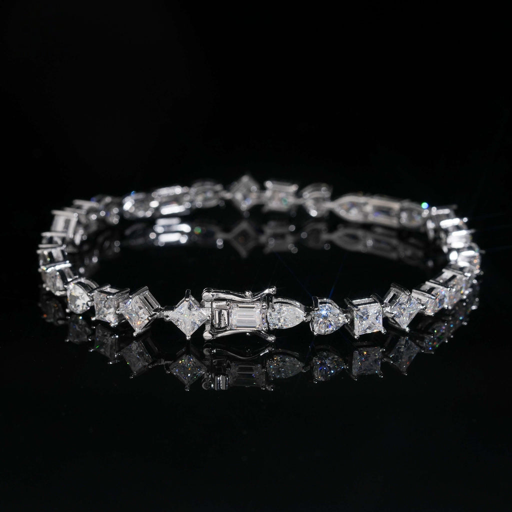 Mixed Shapes Tennis Bracelet — Moissanite, 925 Silver