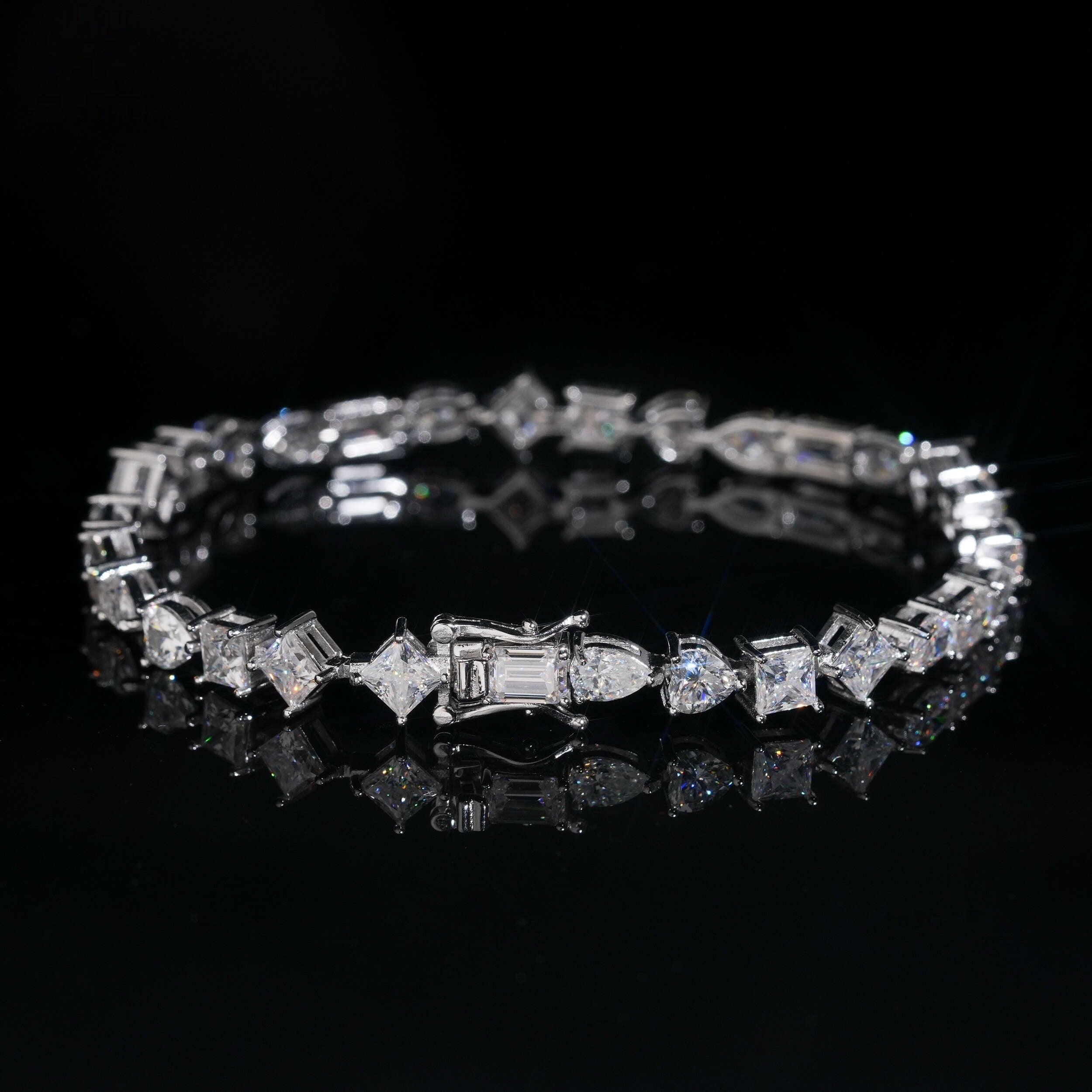 Mixed Shapes Tennis Bracelet — Moissanite, 925 Silver