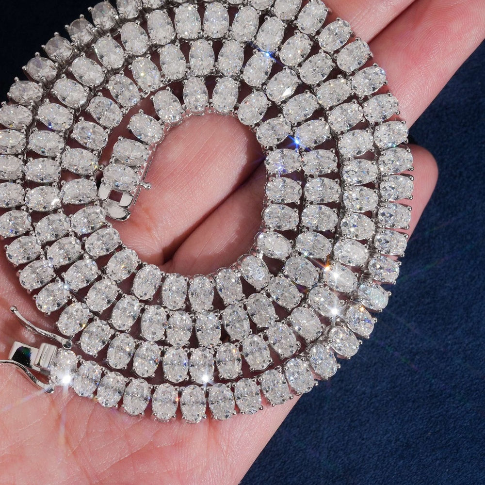 4x6mm Oval Tennis Chain — Moissanite, 925 Silver