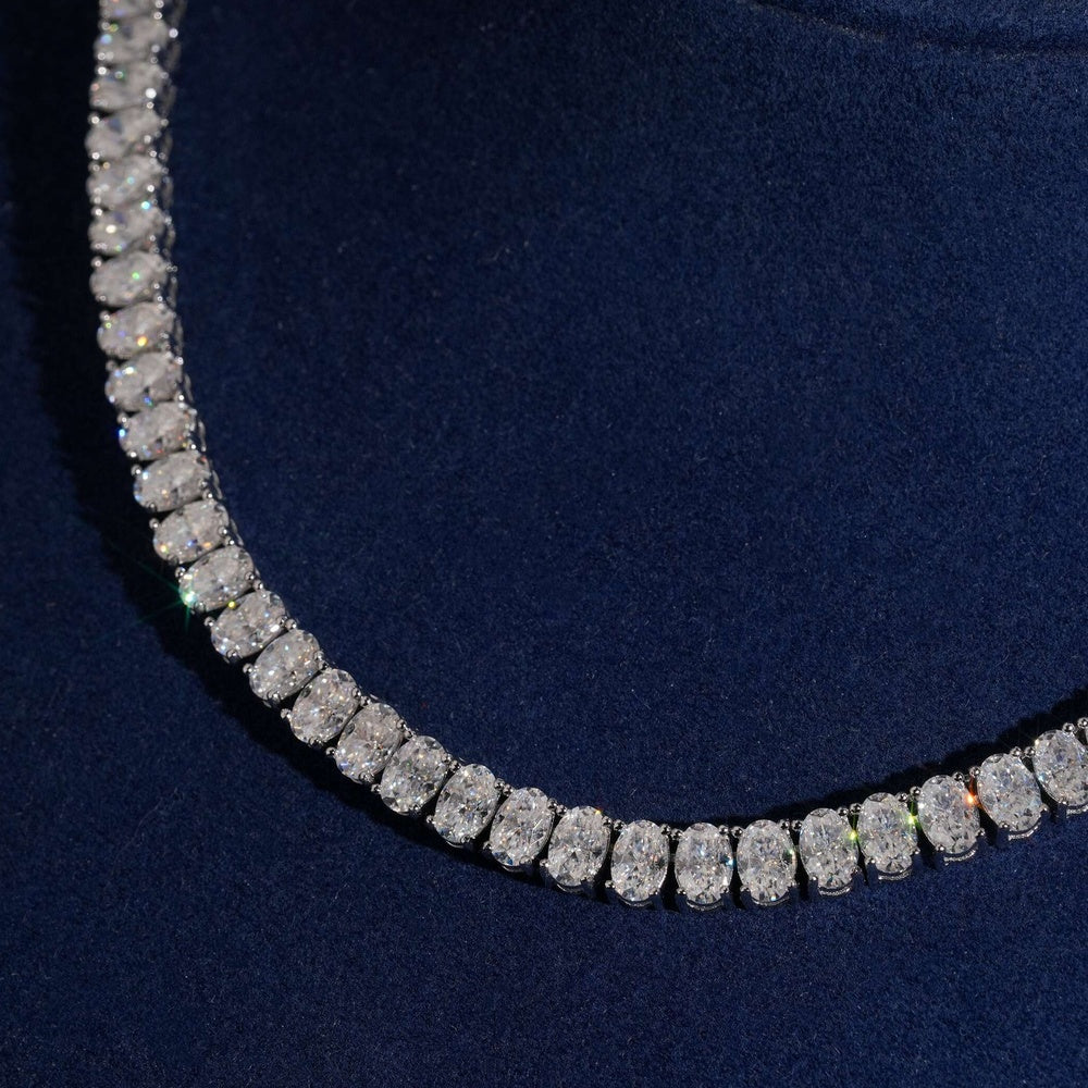 4x6mm Oval Tennis Chain — Moissanite, 925 Silver