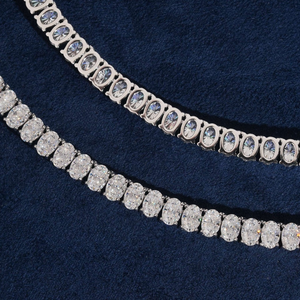 4x6mm Oval Tennis Chain — Moissanite, 925 Silver