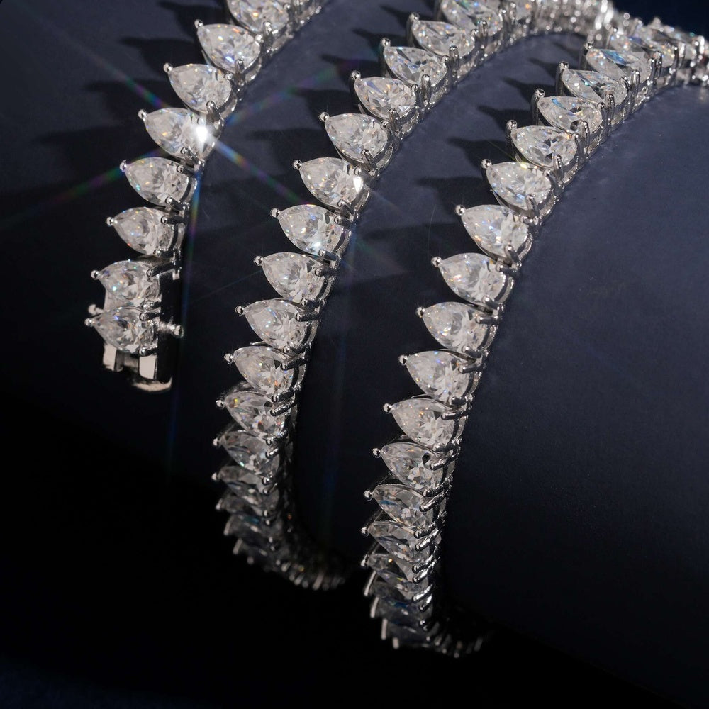 4x6mm Pear Cut Tennis Chain — Moissanite, 925 Silver