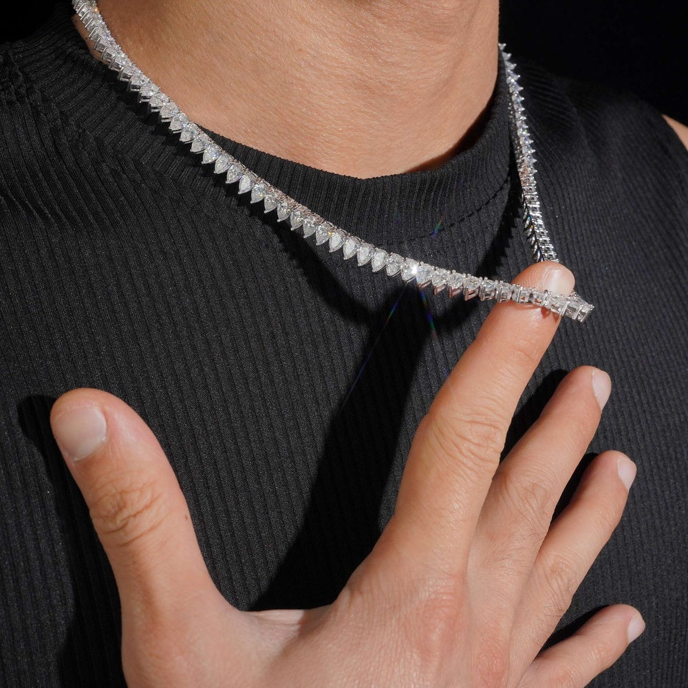 4x6mm Pear Cut Tennis Chain — Moissanite, 925 Silver