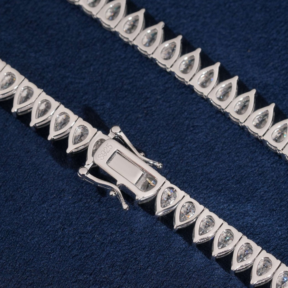 4x6mm Pear Cut Tennis Chain — Moissanite, 925 Silver