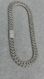 17mm Cuban Chain Flower Setting, Moissanite, 925 Silver | FAZE Jewelry