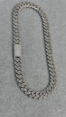 17MM Cuban Chain Flower Setting Moissanite S925 + Rhodium