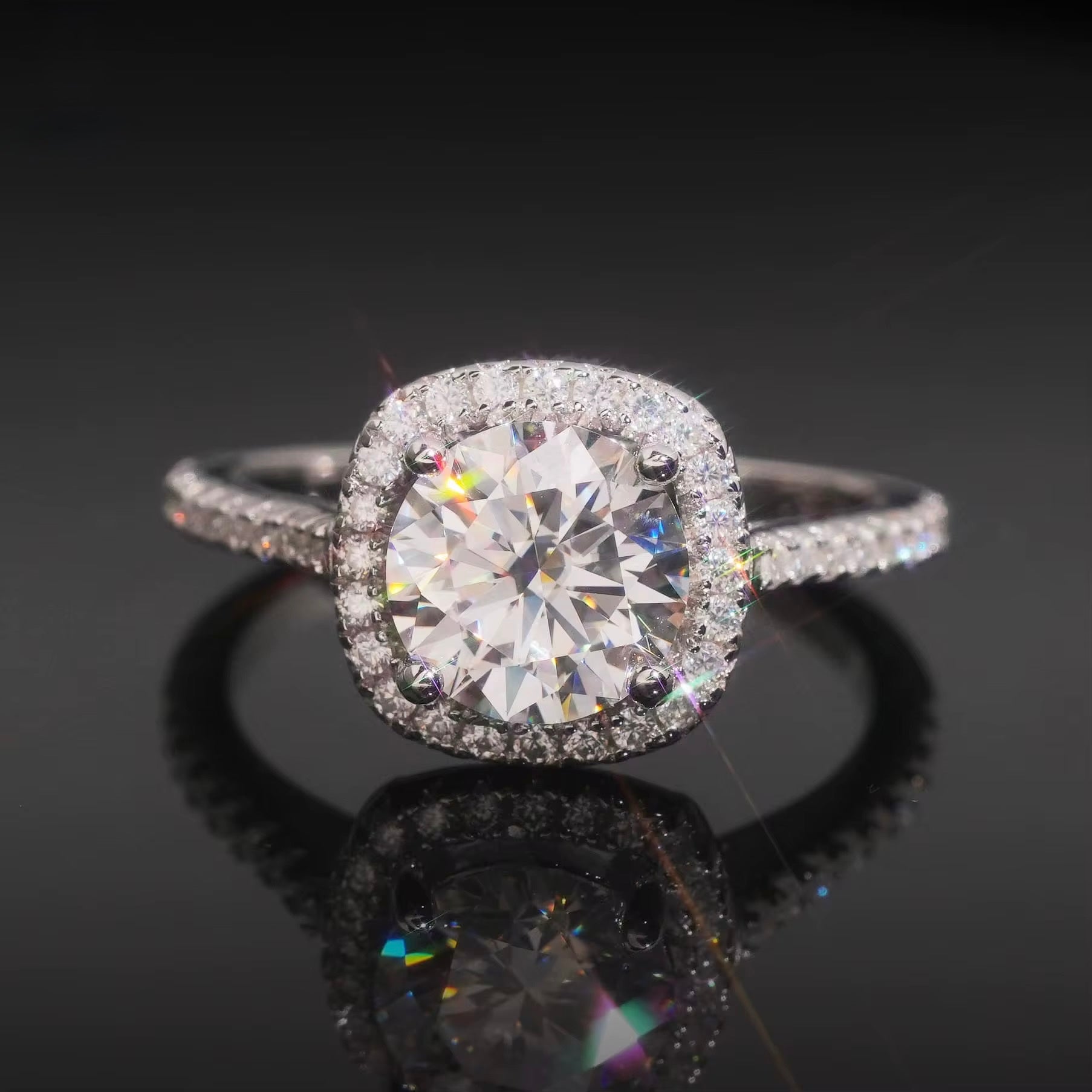 Womens Engagement Ring Round, Moissanite, 925 Silver | FAZE Jewelry