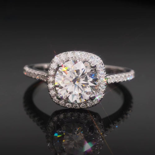 Womens Engagement Ring Round — Moissanite, 925 Silver