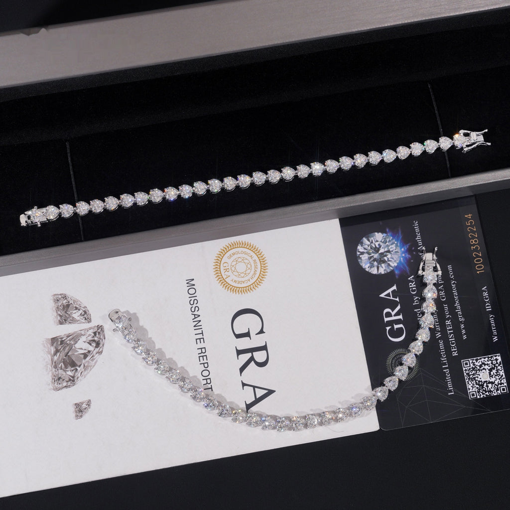 Heart Cut Tennis Bracelet — Moissanite, 925 Silver