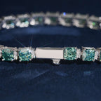 5mm Green Asscher Cut Tennis Bracelet — Moissanite, 925 Silver