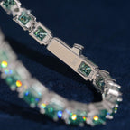 5mm Green Asscher Cut Tennis Bracelet — Moissanite, 925 Silver