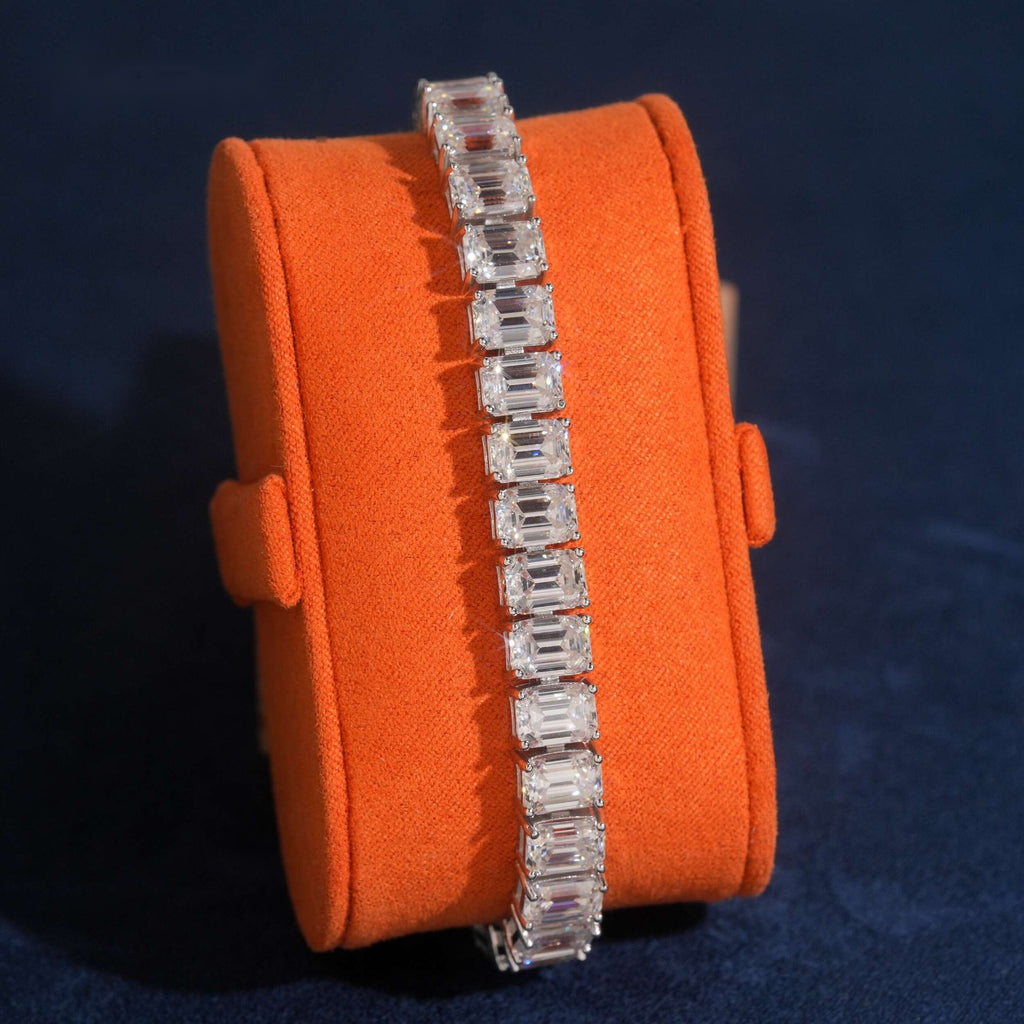 5×7mm Emerald Cut Tennis Bracelet — Moissanite, 925 Silver