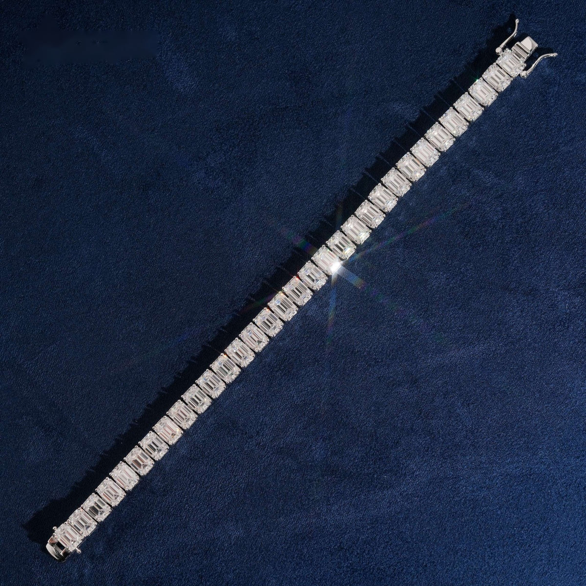 5×7mm Emerald Cut Tennis Bracelet — Moissanite, 925 Silver