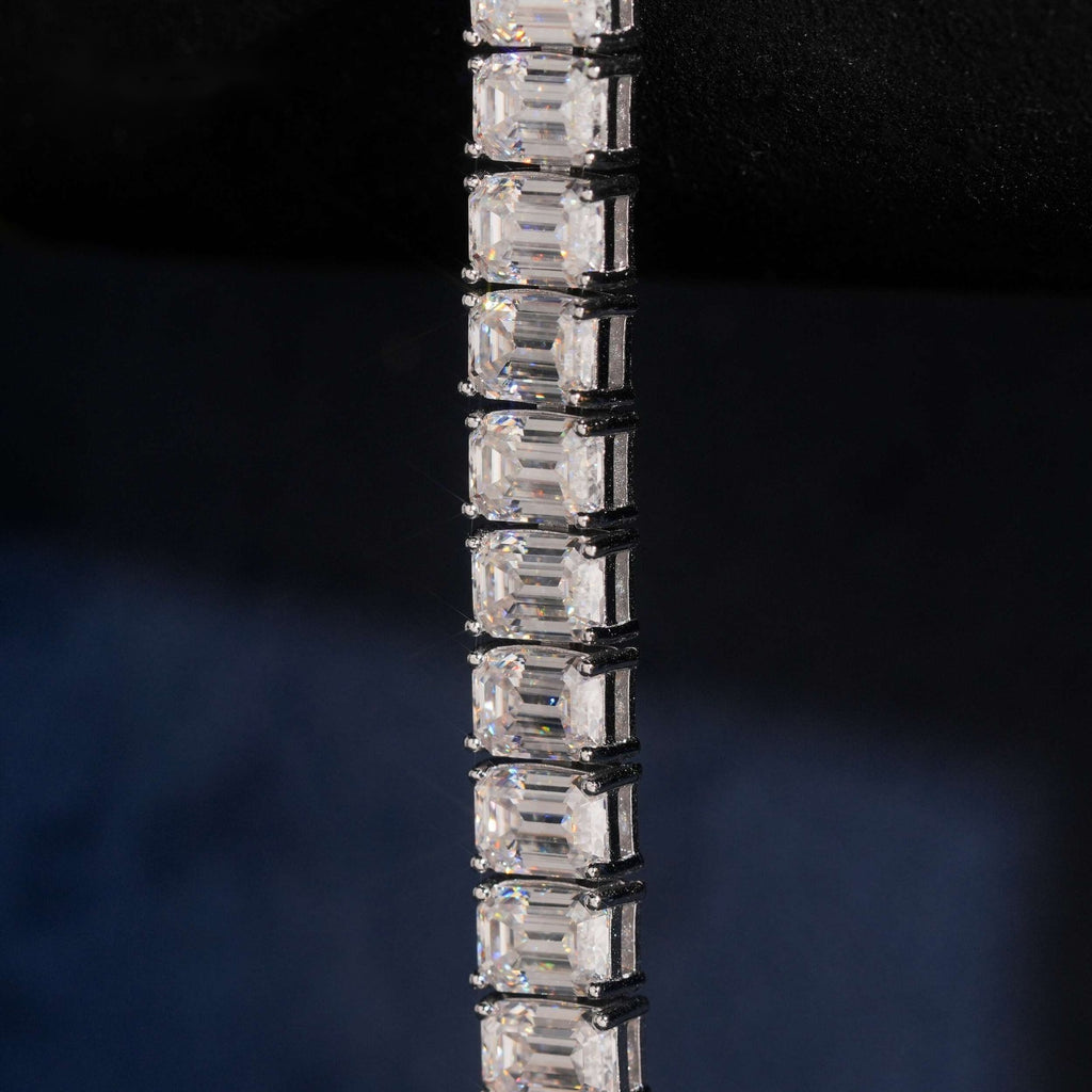 5×7mm Emerald Cut Tennis Bracelet — Moissanite, 925 Silver