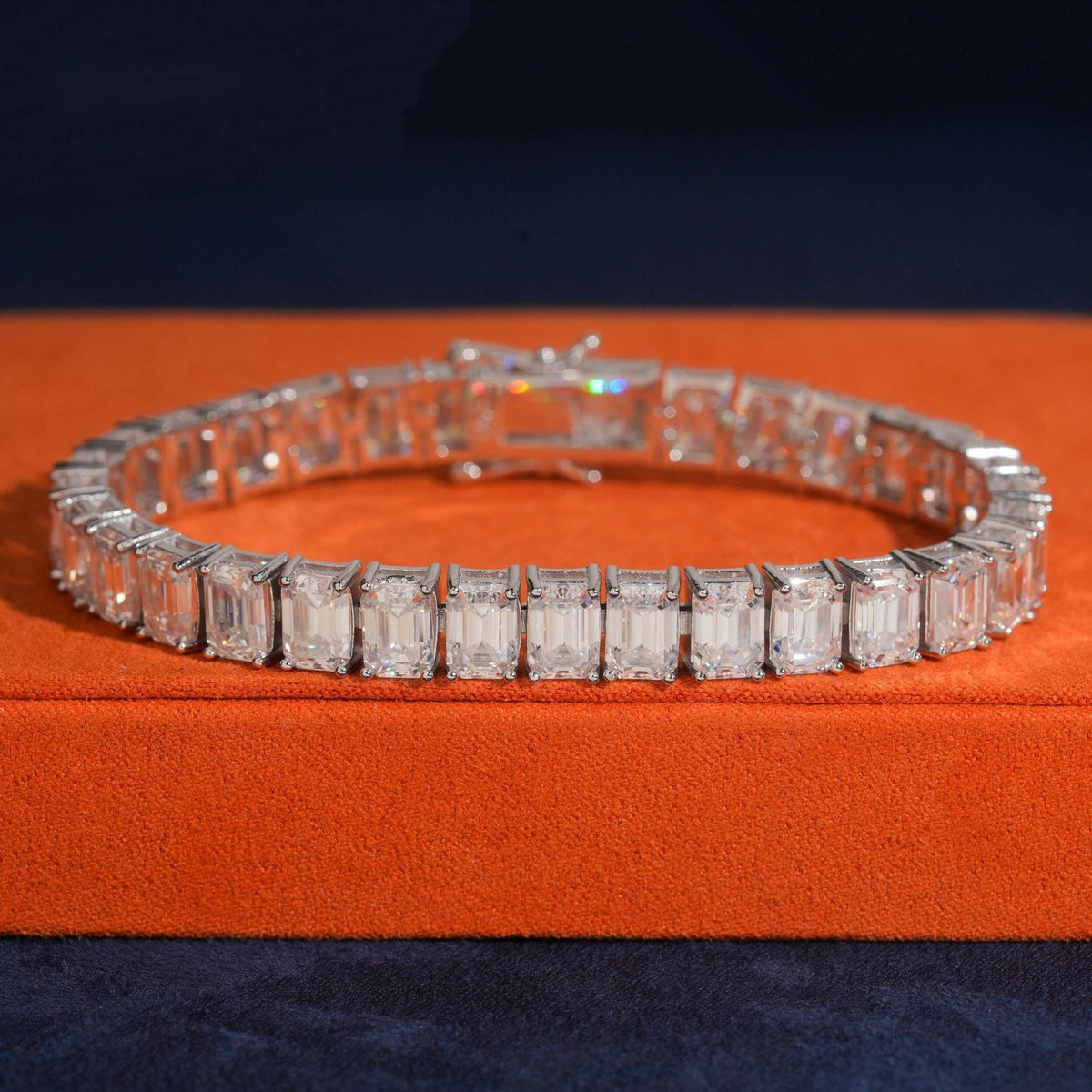 5×7mm Emerald Cut Tennis Bracelet — Moissanite, 925 Silver