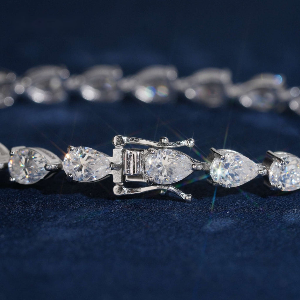 5×8mm Pear Cut Tennis Bracelet — Moissanite, 925 Silver