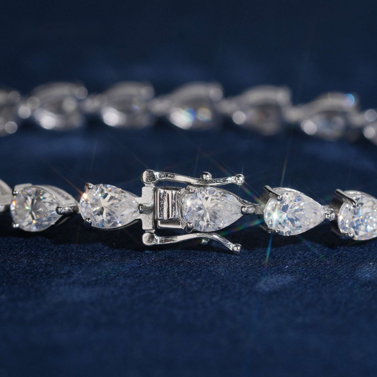 5×8mm Pear Cut Tennis Bracelet — Moissanite, 925 Silver
