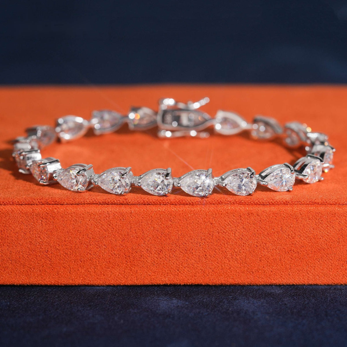 5×8mm Pear Cut Tennis Bracelet — Moissanite, 925 Silver