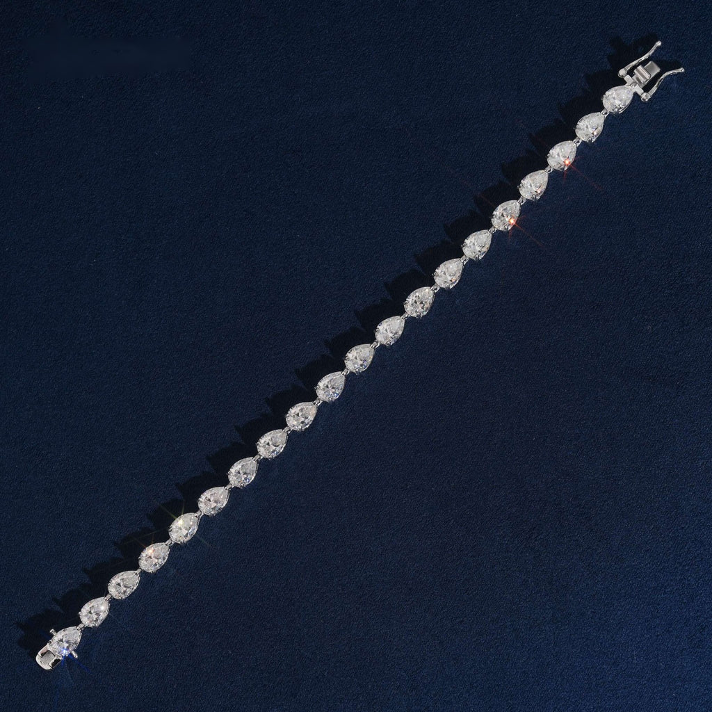 5×8mm Pear Cut Tennis Bracelet — Moissanite, 925 Silver