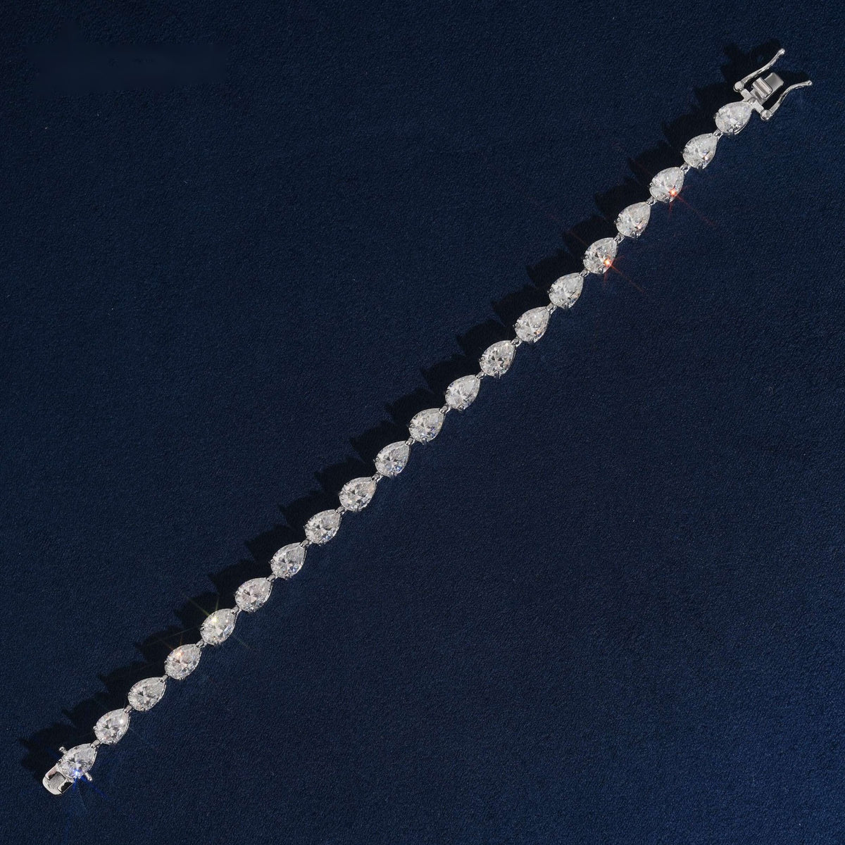 5×8mm Pear Cut Tennis Bracelet — Moissanite, 925 Silver