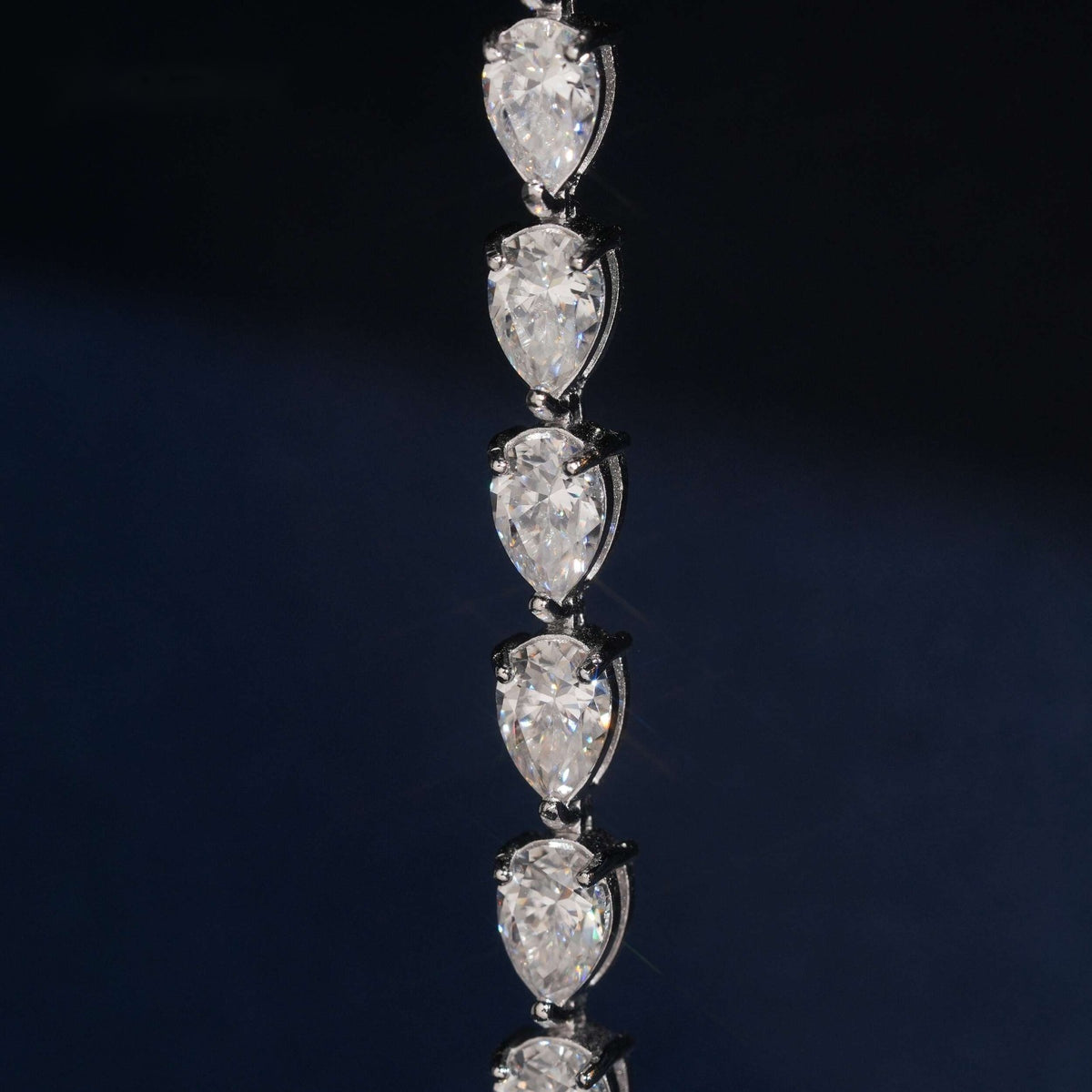 5×8mm Pear Cut Tennis Bracelet — Moissanite, 925 Silver