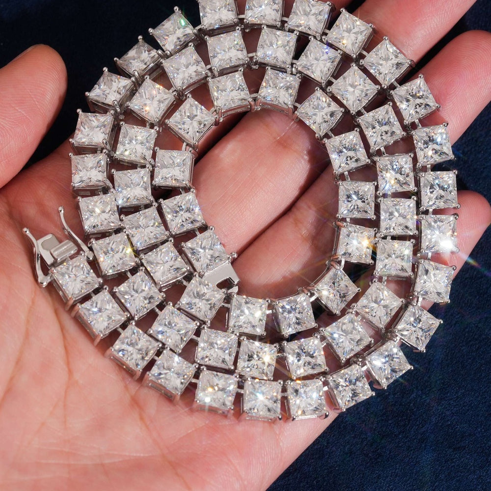 6.5mm Princess Cut Tennis Chain — Moissanite, 925 Silver