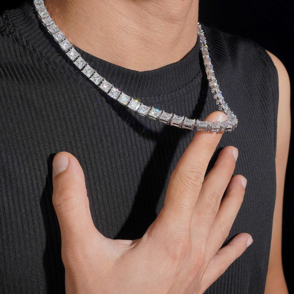6.5mm Princess Cut Tennis Chain — Moissanite, 925 Silver