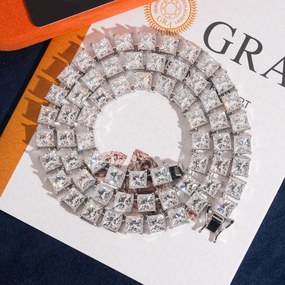 6.5mm Princess Cut Tennis Chain — Moissanite, 925 Silver