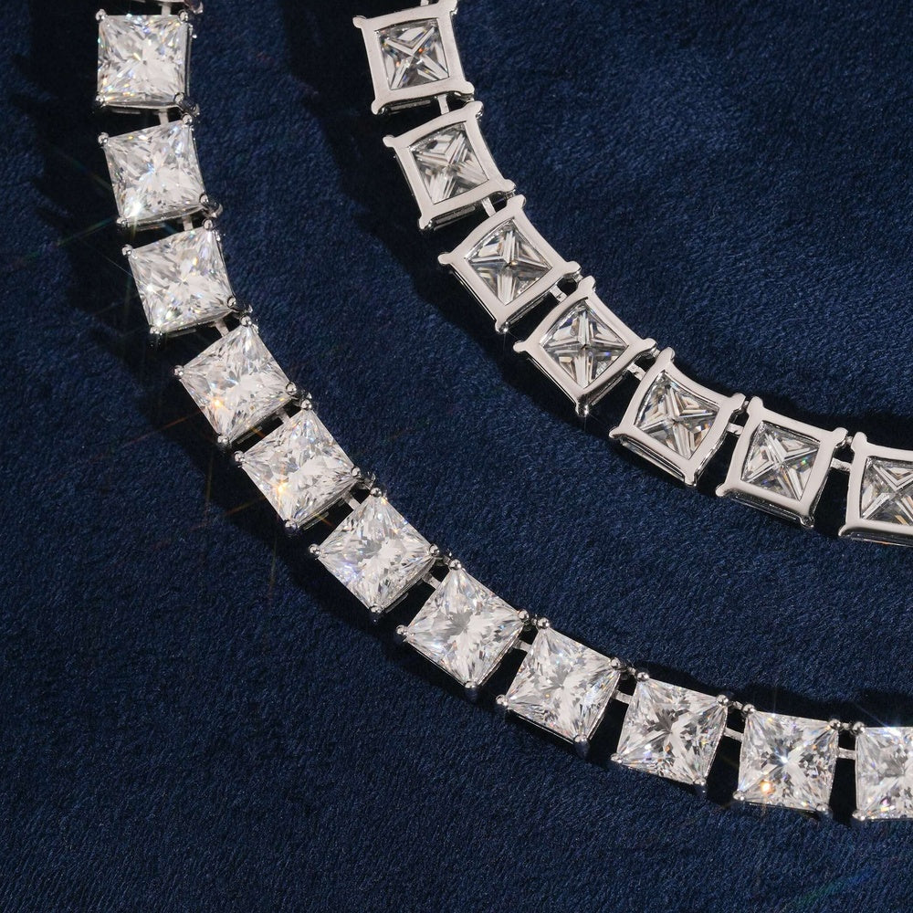 6.5mm Princess Cut Tennis Chain — Moissanite, 925 Silver