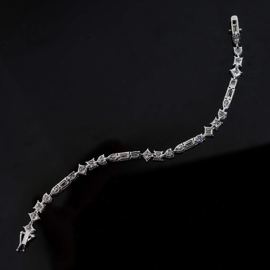 Mixed Shapes Tennis Bracelet — Moissanite, 925 Silver