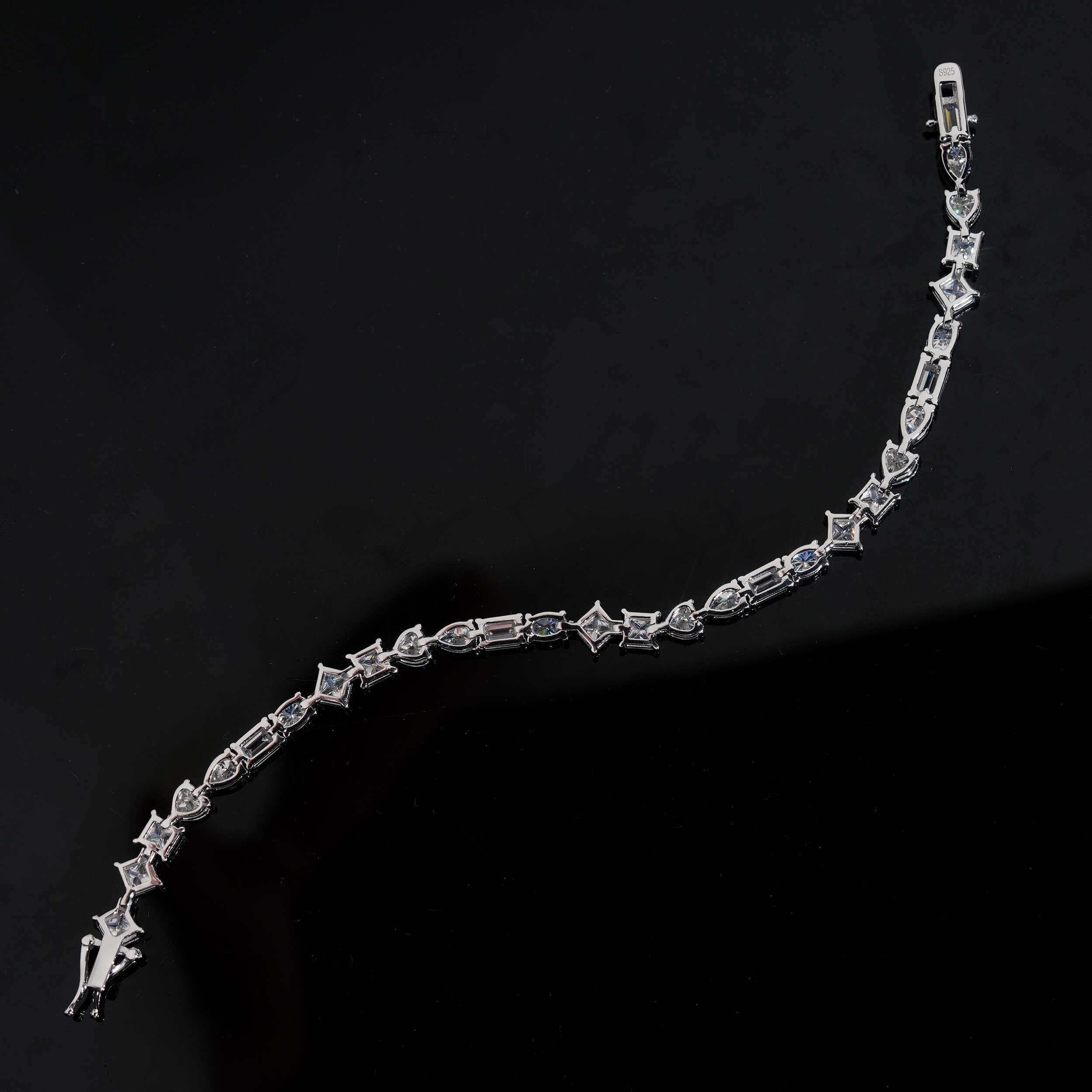Mixed Shapes Tennis Bracelet — Moissanite, 925 Silver