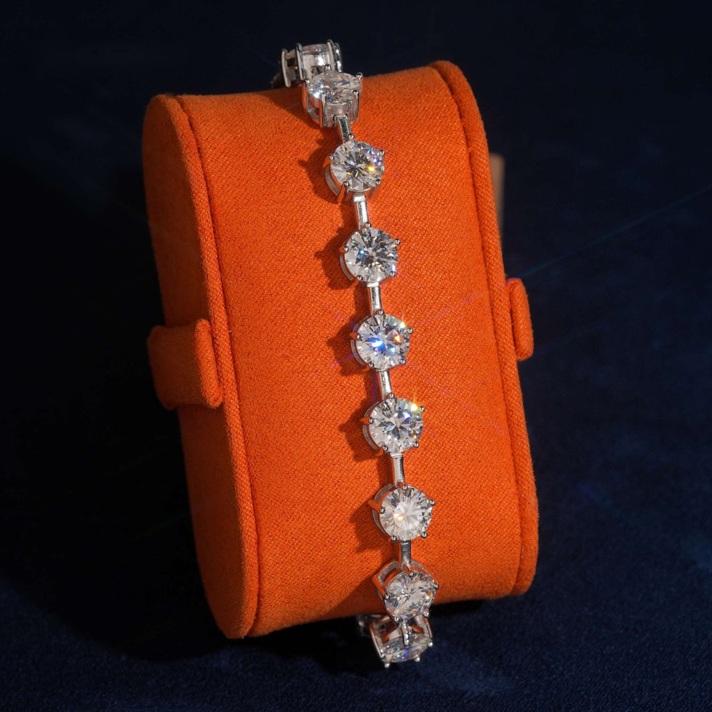 7.5mm Round Station Tennis Bracelet — Moissanite, 925 Silver