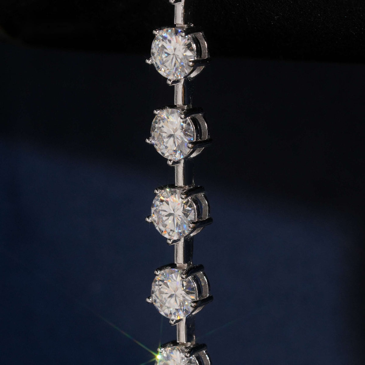 7.5mm Round Station Tennis Bracelet — Moissanite, 925 Silver