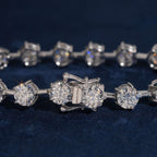 7.5mm Round Station Tennis Bracelet — Moissanite, 925 Silver
