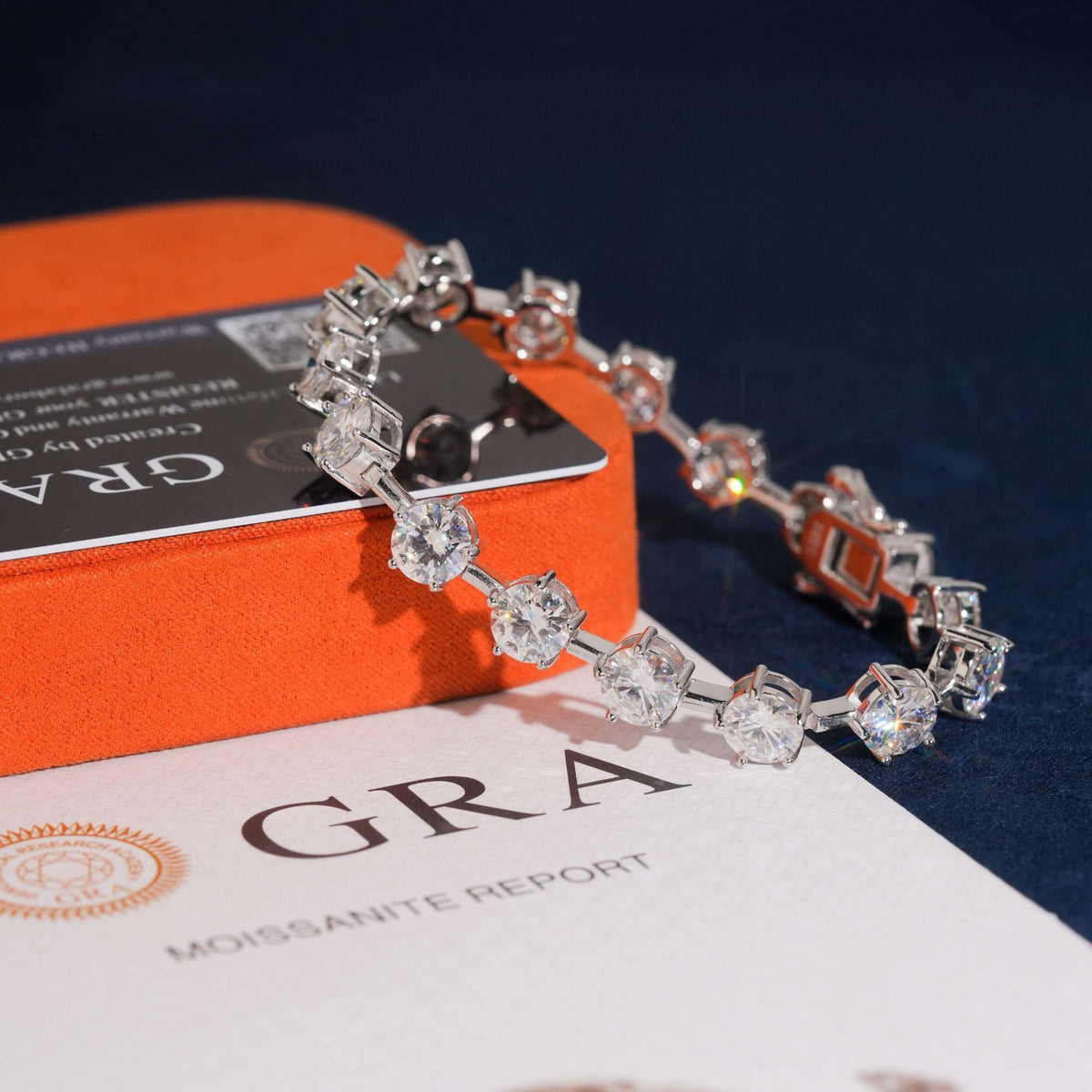 7.5mm Round Station Tennis Bracelet — Moissanite, 925 Silver