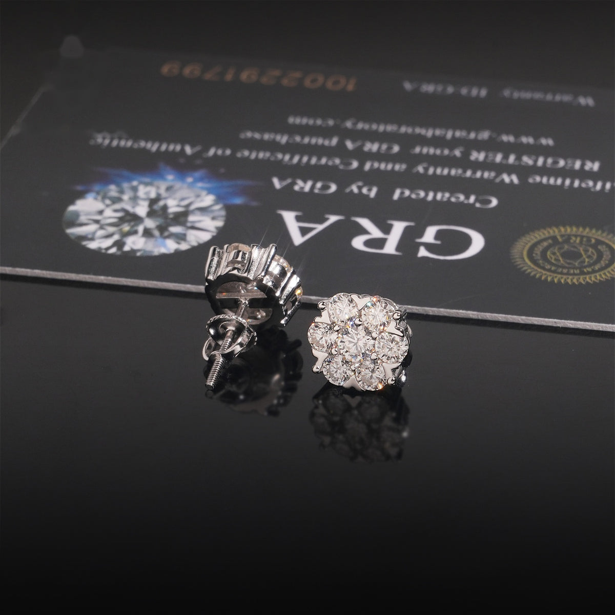 Bloom Cluster Stud Earrings Screw Back — Moissanite, 925 Silver