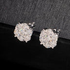 Bloom Cluster Stud Earrings Screw Back — Moissanite, 925 Silver