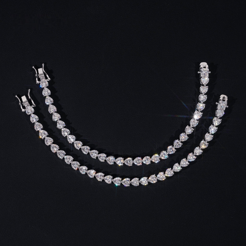 Heart Cut Tennis Bracelet — Moissanite, 925 Silver
