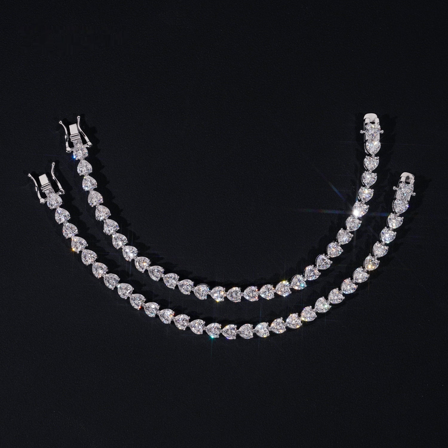 Heart Cut Tennis Bracelet — Moissanite, 925 Silver