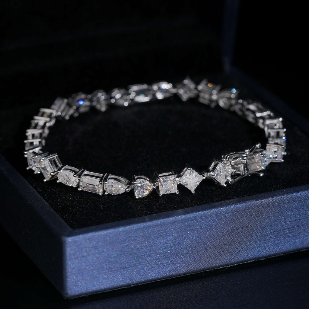 Mixed Shapes Tennis Bracelet — Moissanite, 925 Silver