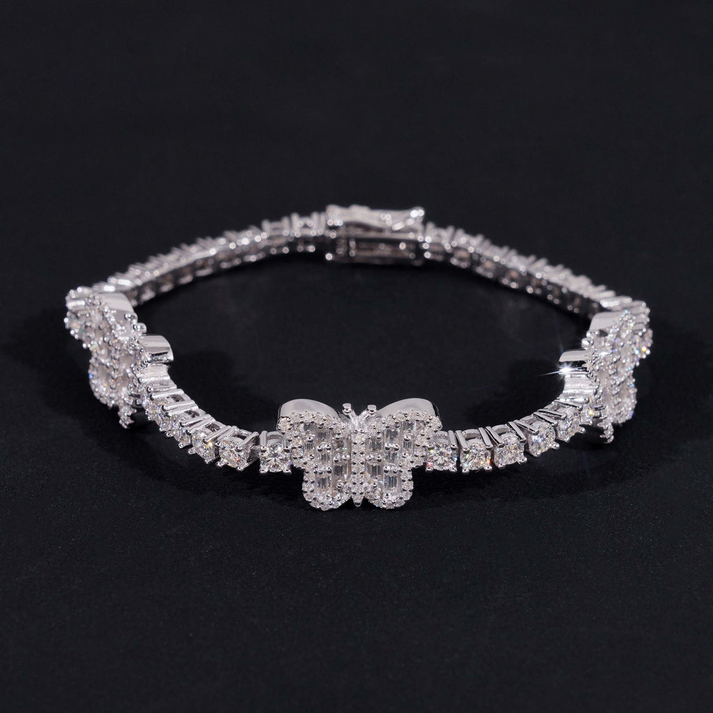 Butterfly Baguette Tennis Bracelet — Moissanite, 925 Silver